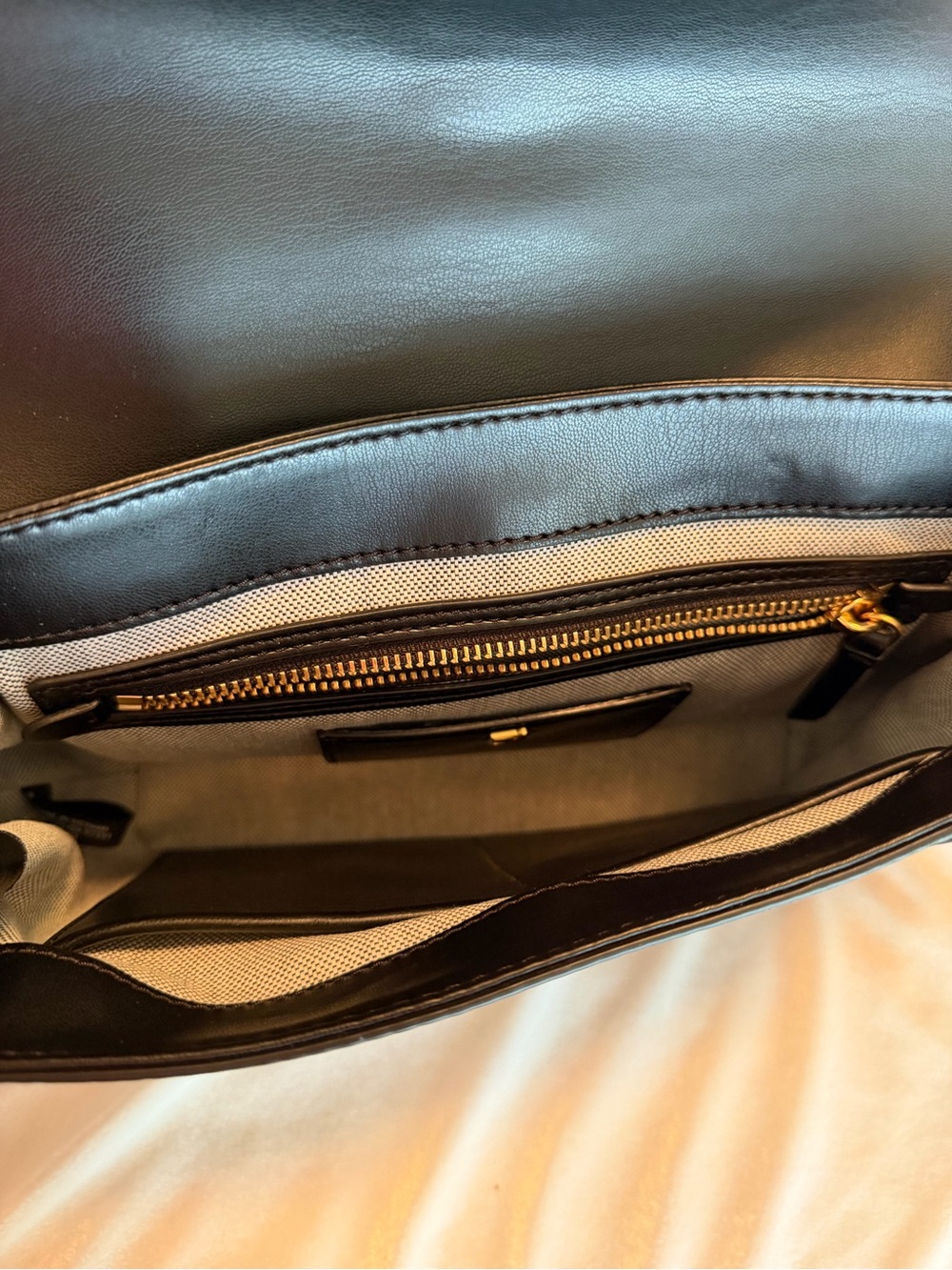 Donna Karan Black Leather Top-Handle Shoulder Bag, Gold Hardware, detachable str - Picture 8 of 11